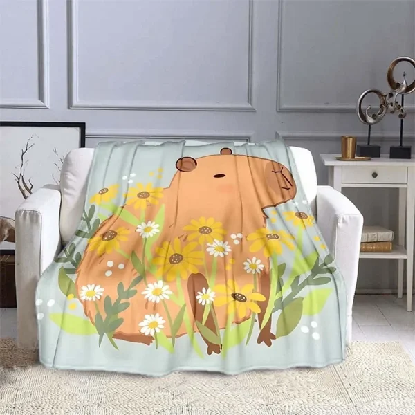 10 taglie Cartoon Capybara Pattern coperta Warm Soft Fluffy Kids and Adult Sofa Bed Throw coperta Outdoor Travel Camping Sheet - immagine 2