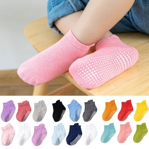 6 paia/set calzini per bambini per ragazzi ragazze sport casual bambini pavimento barca ragazzo ragazza solido bambino calzino antiscivolo primavera autunno 1
