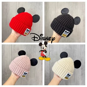 Disney Topolino Cappello da bambino Autunno e inverno Cappello di lana lavorato a maglia Infantile Carino caldo Cappello di protezione per le orecchie Ragazzi Ragazze Pullover per le orecchie Nuovo 1