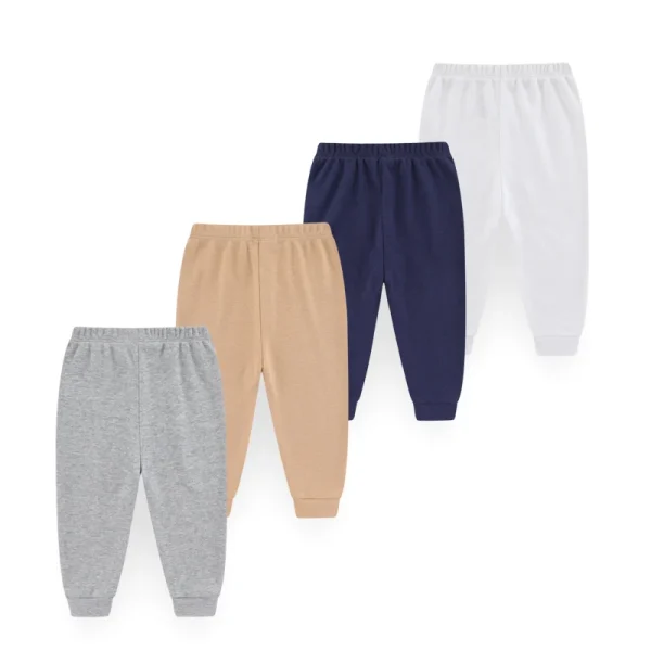 Pantaloni per bambini unisex in 4 pezzi 100% cotone tinta unita 0-24 mesi pantaloni per ragazza ragazzo quattro stagioni vestiti per neonati - immagine 2