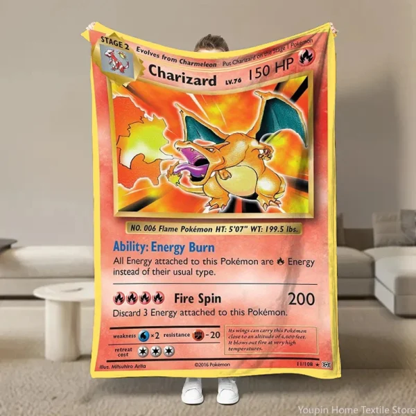 Coperta in peluche di cartone animato HD con carta Pokemon anime giapponese per divano letto morbida flanella lancio soffici coperte da picnic per bambini regalo per bambini 2