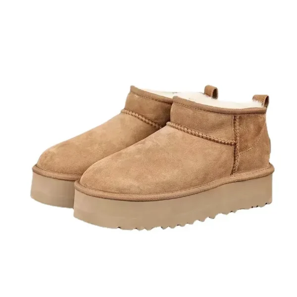 2024 Uggs invernali-Nuovi stivali da neve da donna Casual corti in peluche caldi stivali a metà polpaccio stivali piatti in pelle scamosciata da donna senza scatola 6