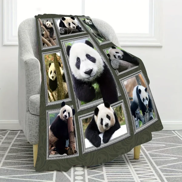Coperta in peluche modello panda Confortevole stile moderno universale quattro stagioni adatta per divano letto Coperta decorativa da viaggio 6
