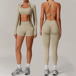 Set da yoga senza soluzione di continuità 2/3 pezzi Abbigliamento da palestra Abbigliamento sportivo da donna Tute da yoga Set da fitness Tute da donna Reggiseno sportivo Leggings a vita alta 1