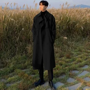 Trench uomo cappotto invernale Trench moda uomo coreano soprabito uomo lungo giacca a vento streetwear cappotto uomo abbigliamento esterno 1