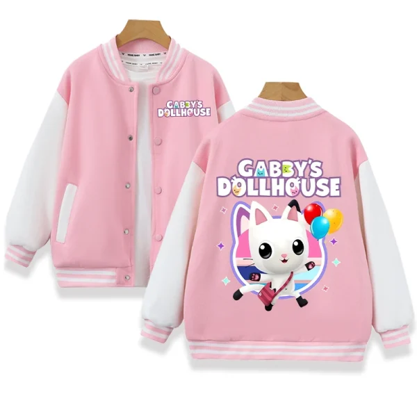 Gabby Dollhouse Uniforme da baseball Bambini Anime Cartoon Giacca di moda Ragazze Autunno Inverno Cappotti Hip Hop Giacche rosa popolari 4