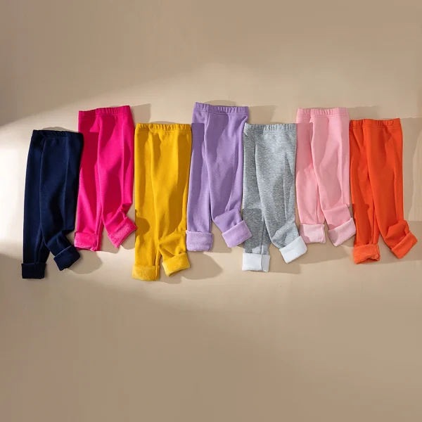 Pantaloni lunghi da ragazza invernali Foderati in pile ispessito Aderenti elastici e aderenti Color caramello Mantieni la tua principessa Accogliente 6