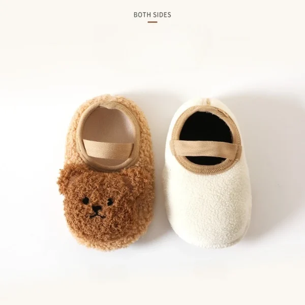 Scarpe da bambino orso cartone animato Scarpe da neonato calde e spesse invernali Suola antiscivolo Morbido peluche Bambino Bambini Ragazzo Ragazze Infantile Primi camminatori 4