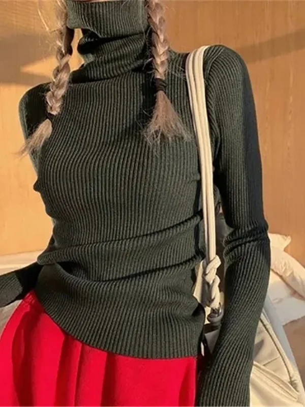 Maglione dolcevita autunnale da donna Pullover morbidi lavorati a maglia Maglioni di cashmere Maglioni morbidi di base Camicetta basic femminile Novità 5