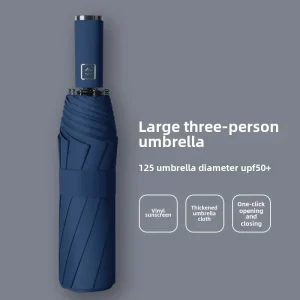 Ombrello grande con apertura automatica e chiusura UPF 50+ Tenda da sole compatta pieghevole per uomo Donna Antivento per tutte le stagioni Viaggio all'aperto 1