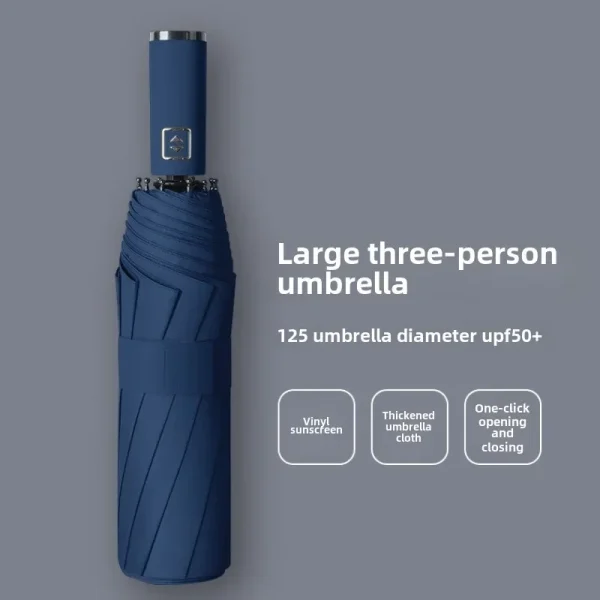 Ombrello grande con apertura automatica e chiusura UPF 50+ Tenda da sole compatta pieghevole per uomo Donna Antivento per tutte le stagioni Viaggio all'aperto 1