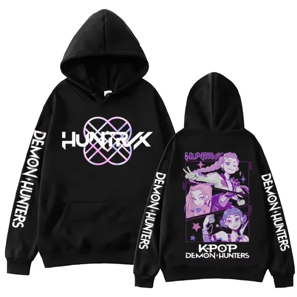 2025 estate Anime K-Pop Demon Hunters Felpa con cappuccio Harajuku Hip Hop Pullover Top Felpa UNISEX Alfabeto abbigliamento sportivo Tendenze della moda 1