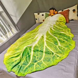 Coperte di cavolo per divano domestico in flanella fronte-retro dall'aspetto creativo divertenti 1