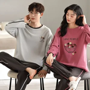 2024 nuovo 100% cotone reversibile coppia pigiama donna uomo primavera autunno Loungewear inverno manica lunga Plus Size pigiameria abiti 1