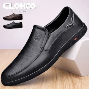 CLOHOO Scarpe casual da lavoro da uomo Calzature in pelle con fondo in gomma di vacchetta a strati fatte a mano per ufficio e tempo libero 1