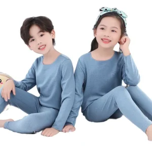 Set di biancheria intima termica per bambini Autunno Inverno Spessore Ragazzo e ragazza Traceless Nuovi vestiti autunnali per bambini Abbigliamento caldo e morbido per il sonno 2-14 anni 1