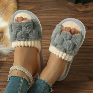 Pantofole da donna alla moda in cotone peluche caldo femminile leggero EVA fondo piatto antiscivolo comode diapositive scarpe da casa autunno inverno 1