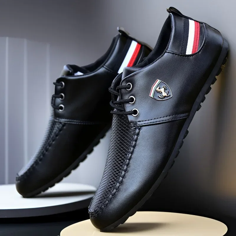 Mocassini da uomo firmati Moda comode scarpe vulcanizzate piatte Outdoor Uomo traspirante Casual Scarpe in pelle con suola morbida Zapatos 6