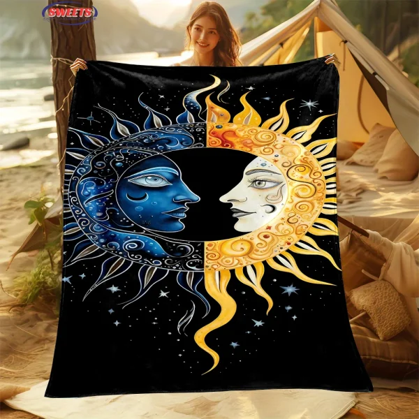 Coperta luna e sole di 6 dimensioni, comfort squisito, camera da letto, soggiorno, divano, coperta quattro stagioni, ufficio, pisolino, pausa, coperta da campeggio, regalo 2