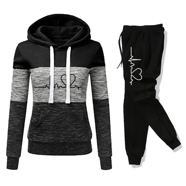 Tuta da donna Stampa Felpa con cappuccio Pantaloni sportivi Color Block Versatile Casual Jogging Pullover Pantaloni sportivi Abiti S-3XL 4