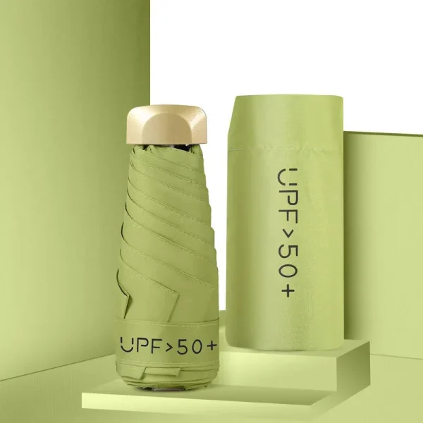 1PC 5 Pieghe Ultra Leggero Mini Ombrello Da Viaggio Compatto Protezione Solare UV Ombrello Tascabile con Manico In Gomma Ombrellone Ombrello 2