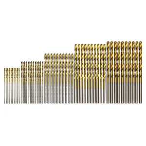 Set di punte elicoidali placcate in titanio da 50 pezzi Set di punte da trapano elettriche da 1-3 mm per trapano piccolo Set di foratura e apertura per la lavorazione del legno fai-da-te 1