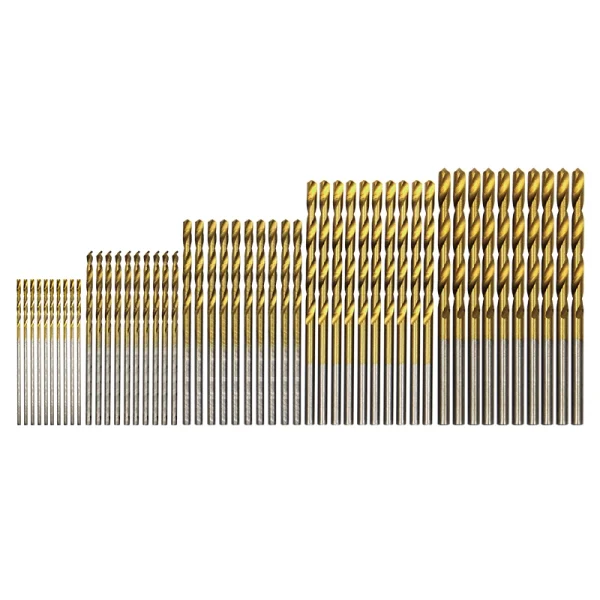 Set di punte elicoidali placcate in titanio da 50 pezzi Set di punte da trapano elettriche da 1-3 mm per trapano piccolo Set di foratura e apertura per la lavorazione del legno fai-da-te 1