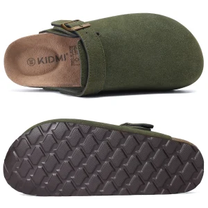 Comwarm Zoccoli da donna in pelle scamosciata di mucca con fibbia regolabile Piede in sughero Ciabatte in pelle Comfort Slip on Pantofole da donna Zoccoli estivi in sughero 1