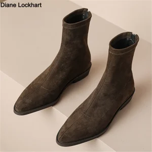 Stivaletti da donna Stivaletti elasticizzati con zip stile britannico taglie forti Stivali casual europei americani da donna Calzature da ufficio quotidiane da donna 1