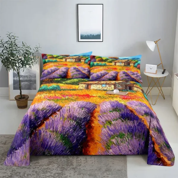 Set biancheria da letto viola Lenzuolo Biancheria da letto Federa Queen King Size Lanvender Butteryfly per camera da letto Morbido Doppio Singolo Doppio 6
