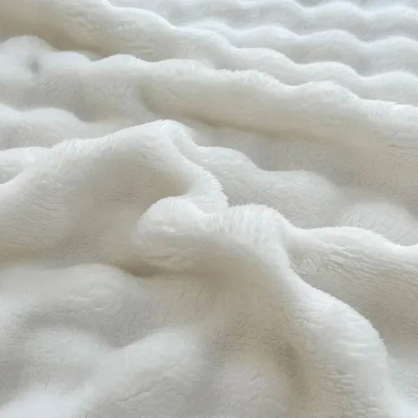 1 pezzo di lusso in finta pelliccia di coniglio coperta morbida calda coperta soffice a strisce bianche per divano pisolino da ufficio singolo doppio plaid di peluche 3