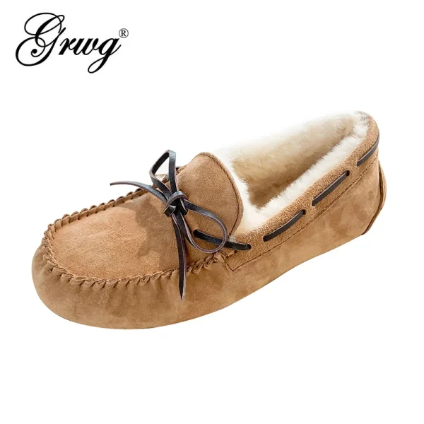 Scarpe basse da donna in vera pelle di pelliccia naturale al 100% di alta qualità mocassini da donna di nuova moda mocassini Casual scarpe invernali taglie forti 1
