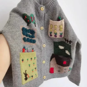 Cardigan lavorato a maglia a fumetti coreano semplice e tutto-fiammifero carino primavera e autunno moda casual morbido cardigan lavorato a maglia 1
