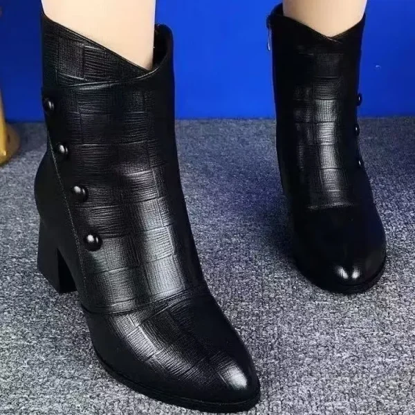 Donne Vendita Calda Punta Rotonda Comode Scarpe Tacchi Alti Plus Size Retro Mamma Scarpe Stivaletti Slip on Pompe da Donna Zapatos Mujer 2