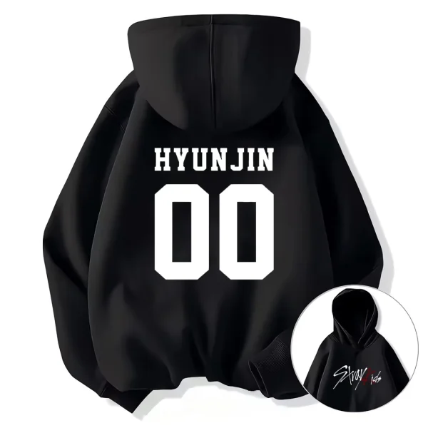 Hot Vintage Grafica Stampa Stray Kids Felpa con cappuccio Donna Uomo Casual Hip Hop Streetwear Manica lunga Pullover in pile Felpe unisex 2