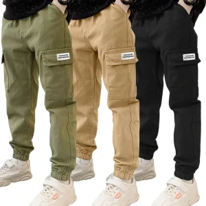 Pantaloni cargo da ragazzo Pantaloni da ragazzo spessi primavera autunno Pantaloni sportivi per bambini casual Abbigliamento per bambini adolescenti per 5-12 anni 1