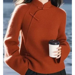 Autunno Inverno Temperamento Elegante Caldo Pullover Lavorato a Maglia Abbigliamento Donna Vintage Chic Bottoni Top Moda Solido Maglioni Allentati 1