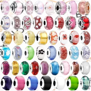 Nuovo rosa rosso dorato nero blu vari stili perline di vetro di Murano adatte per braccialetti in argento 925 originali regali di gioielli da donna fai da te 1