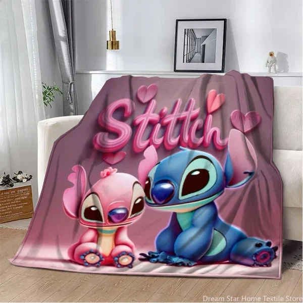 Coperta Disney Cartoon Stitch, soffice coperta in pile di flanella per camera da letto, divano letto, picnic, viaggio, ufficio, coperta per bambini 6