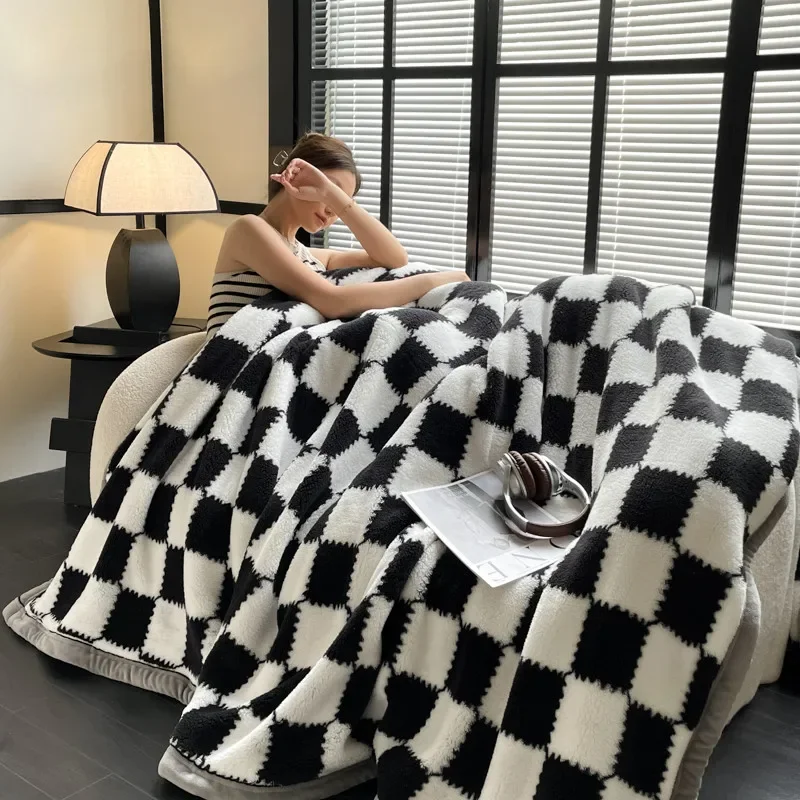 Coperta invernale calda in peluche Coperte da letto morbide e spesse in pile di corallo scozzese di grado A per divano Copriletto peloso per coppia singola doppia 2