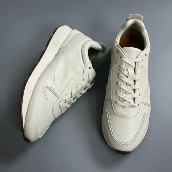 Scarpe sportive minimaliste da uomo in vera pelle Sneakers stringate con suola spessa Scarpe da passeggio casual comode e versatili per la primavera 3