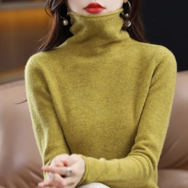 100% lana Merino Cashmere dolcevita maglione per le donne nuovo autunno/inverno tinta unita Pullover caldo maglione giacca per le donne 3