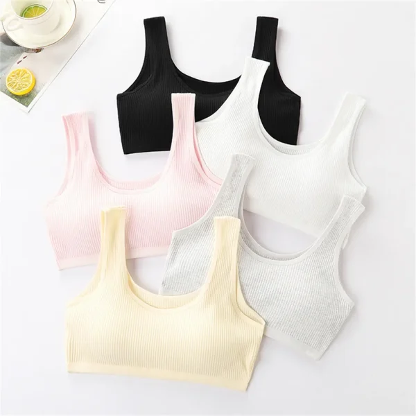 (12-16Y) reggiseno per bambini reggiseno sportivo per giovani morbido reggiseno da allenamento per ragazza intimo reggiseno Anti-sguardo in tinta unita 1