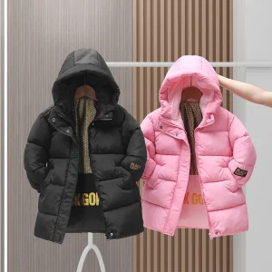 Inverno nuovi bambini medio lungo spesso caldo giacca imbottita ragazzi ragazze bambini medi giacca imbottita con cappuccio ragazzo 1