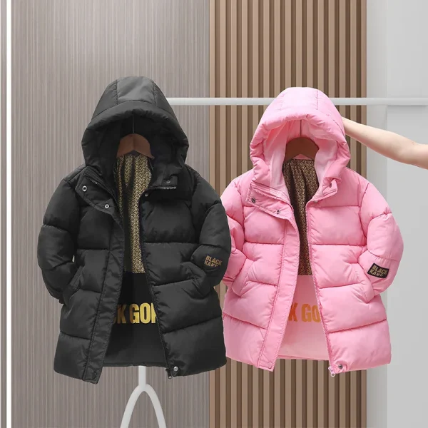 Inverno nuovi bambini medio lungo spesso caldo giacca imbottita ragazzi ragazze bambini medi giacca imbottita con cappuccio ragazzo 1