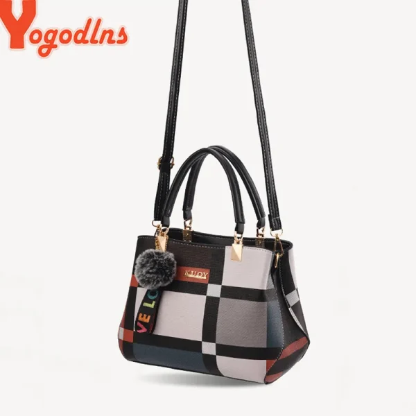 Yogodlns nuova borsa di lusso da donna cuciture borse a tracolla selvagge borsa a tracolla scozzese di marca di marca borse da donna femminili 4