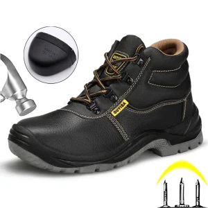 Stivali da lavoro in pelle di vacchetta Scarpe da uomo Scarpe antinfortunistiche anti-sfondamento e anti-perforanti Scarpe da saldatura antiscottatura impermeabili Scarpe indistruttibili 1