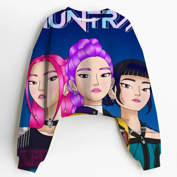 Tuta autunnale Cappuccio Abbigliamento sportivo Pullover Abbigliamento corto per bambini K-pop Demon Hunters Felpe corte Felpa con cappuccio sottile per ragazza 5