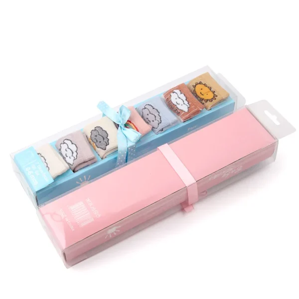 Set da 7 paia per calzini per bambini in morbido cotone simpatico animale sorriso viso primavera e autunno per 0-6 mesi ragazzi e ragazze W0040W0052 5