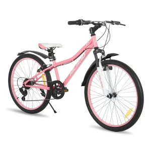 Hiland Mountain Bike da 24 pollici per bambini dai 7 anni, forcella con sospensione anteriore, biciclette per bambini per ragazzi e ragazze, più colori 1